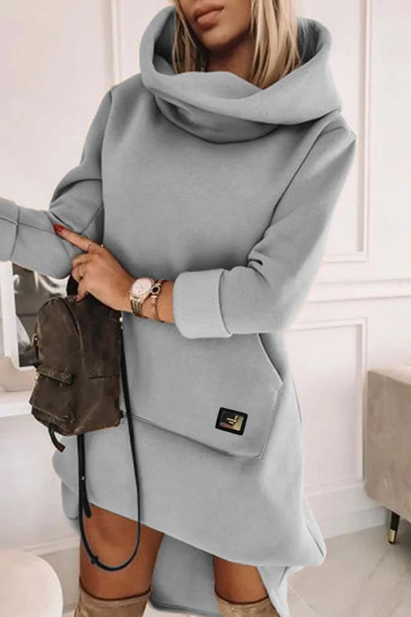 Stylish Dress with Patchwork and Cowl Neck