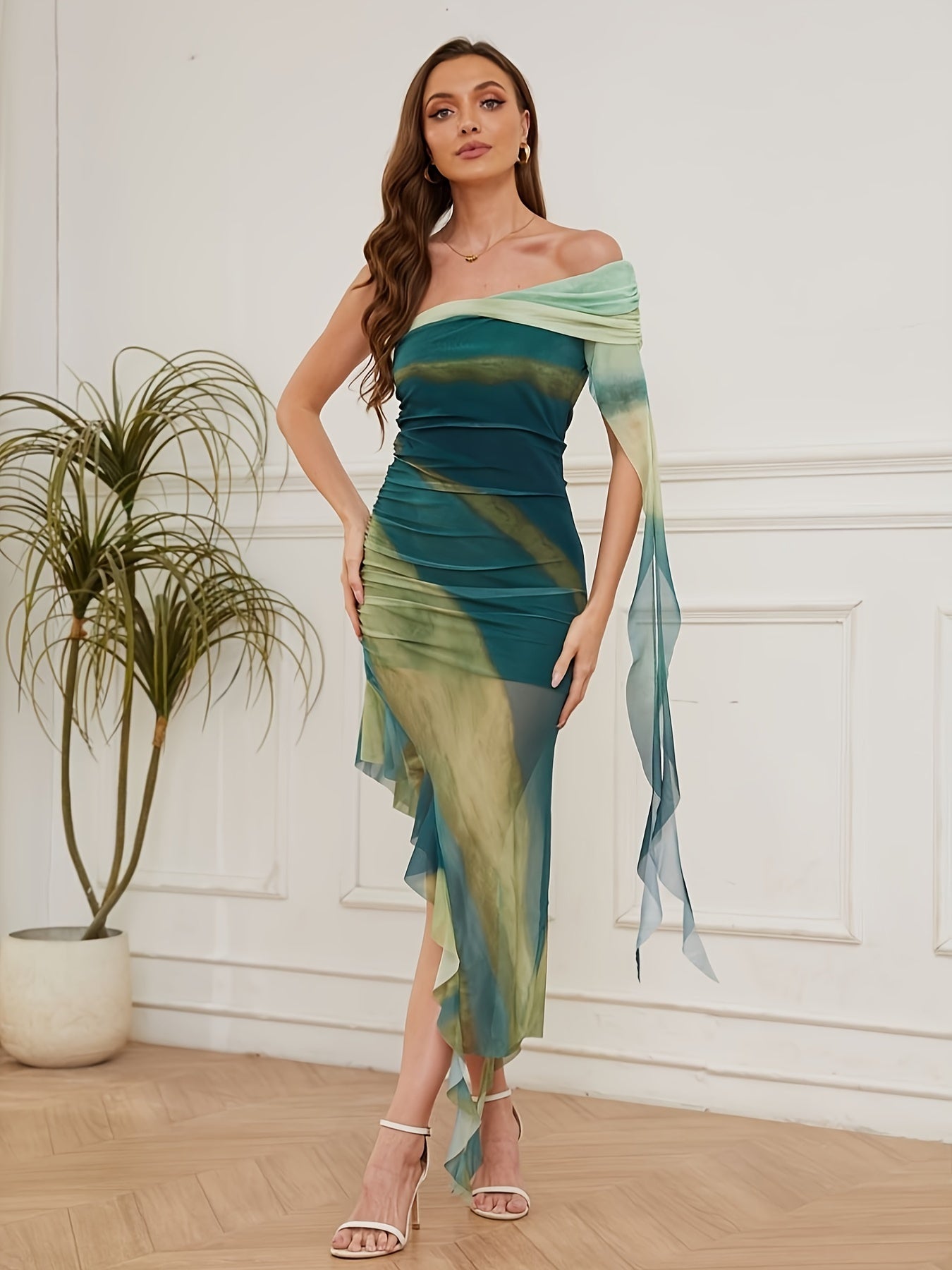 Aurelia | Off-Shoulder Ruffle Mesh Dress