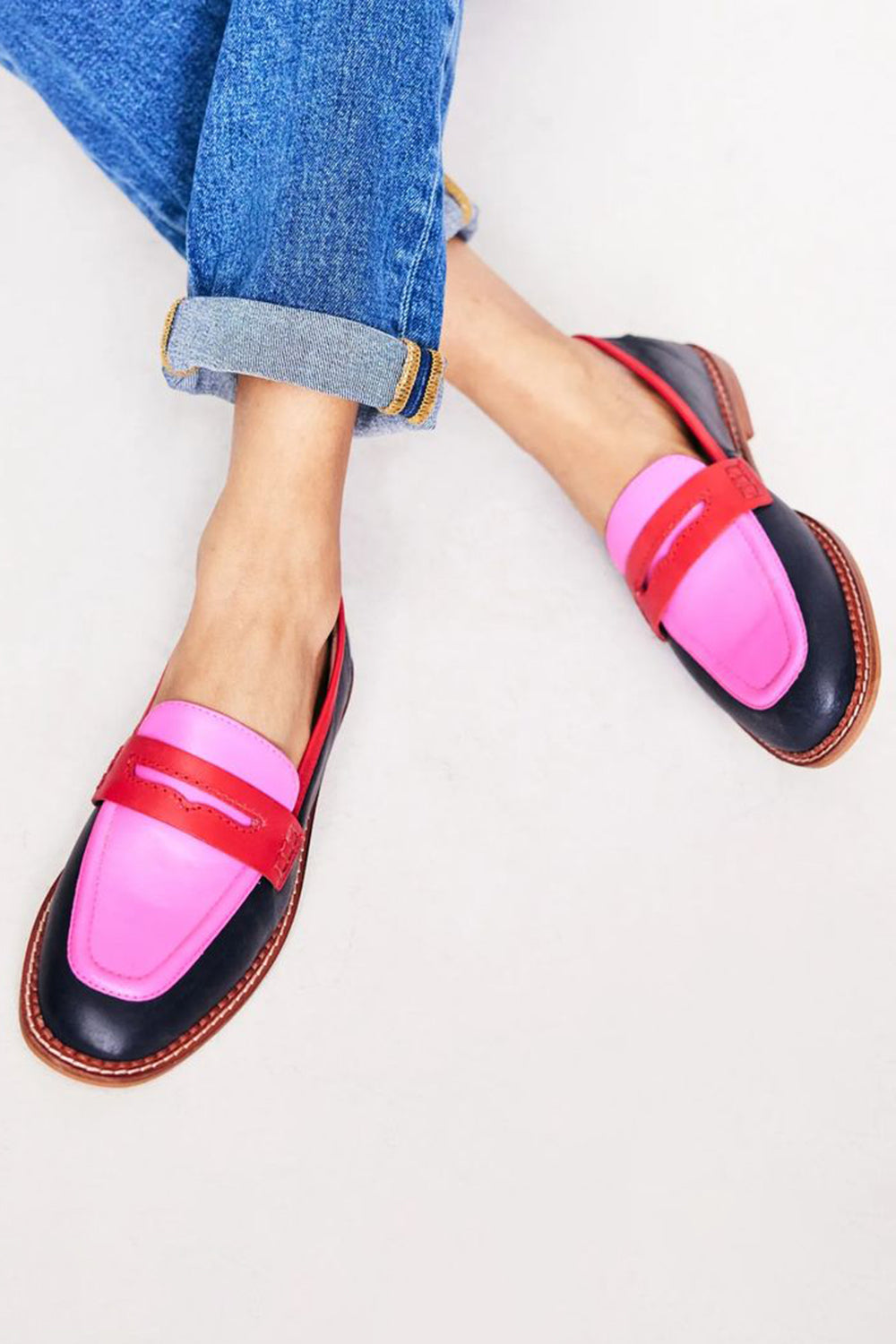 Lunessa | Black Loafers with Colour Accent