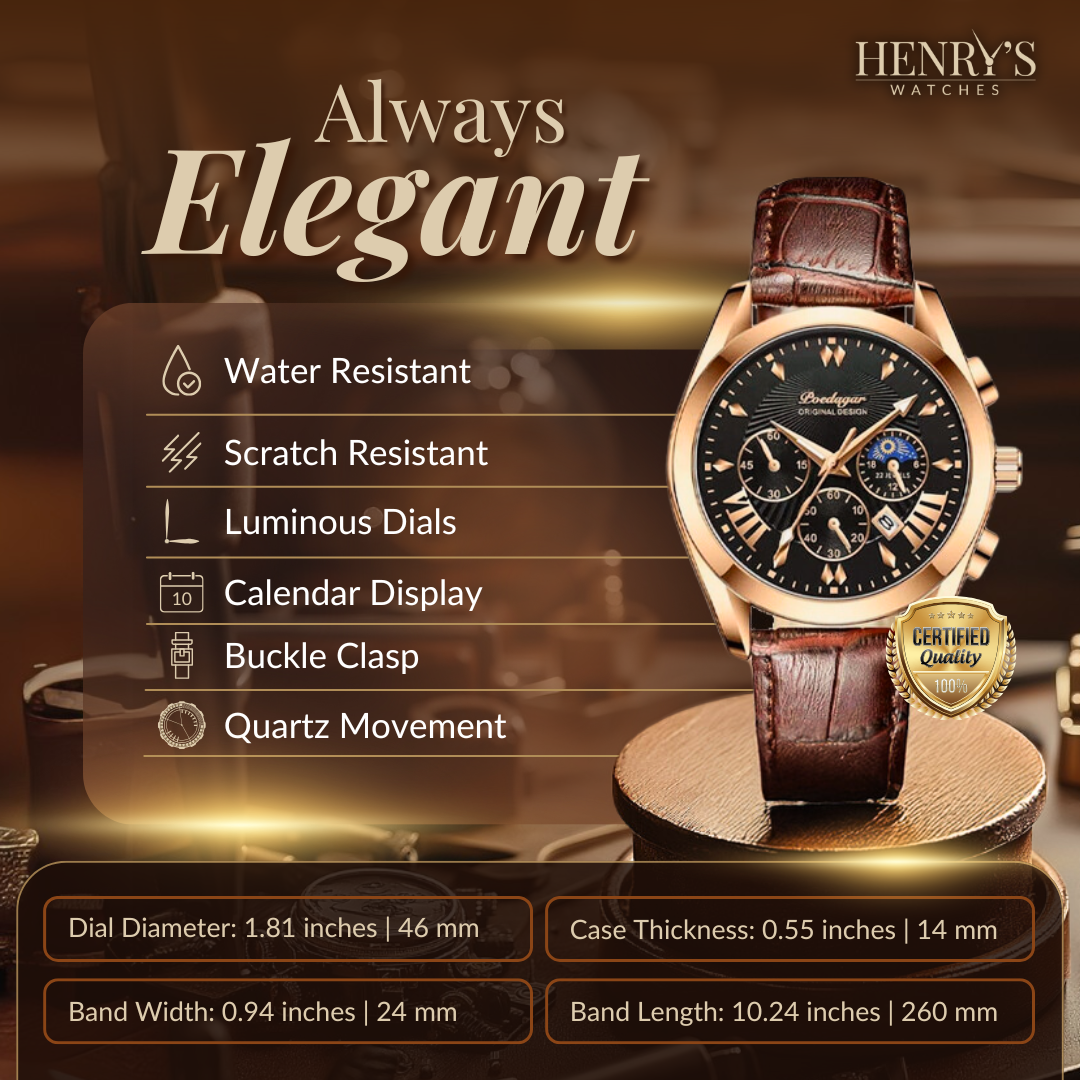 Sleek Leather Band Luxury Watch