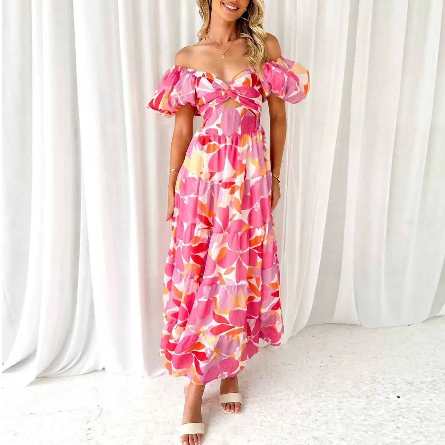 Mira | V-Neck Floral Formal Maxi Dress