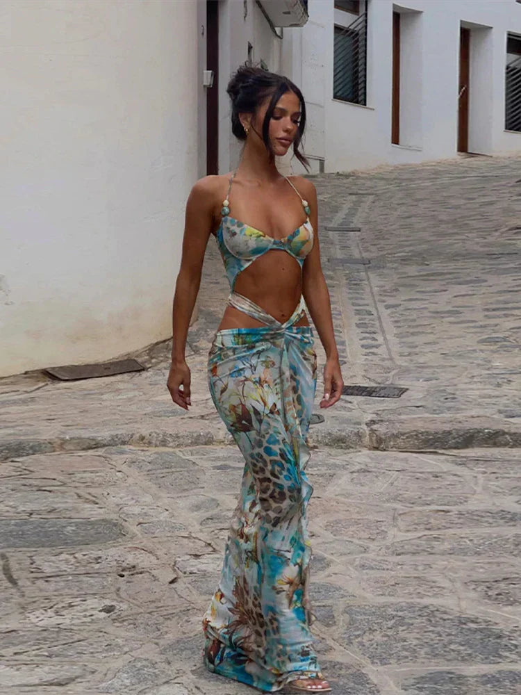 Odessa | Back-Wrapped Halter Neck Maxi Dress