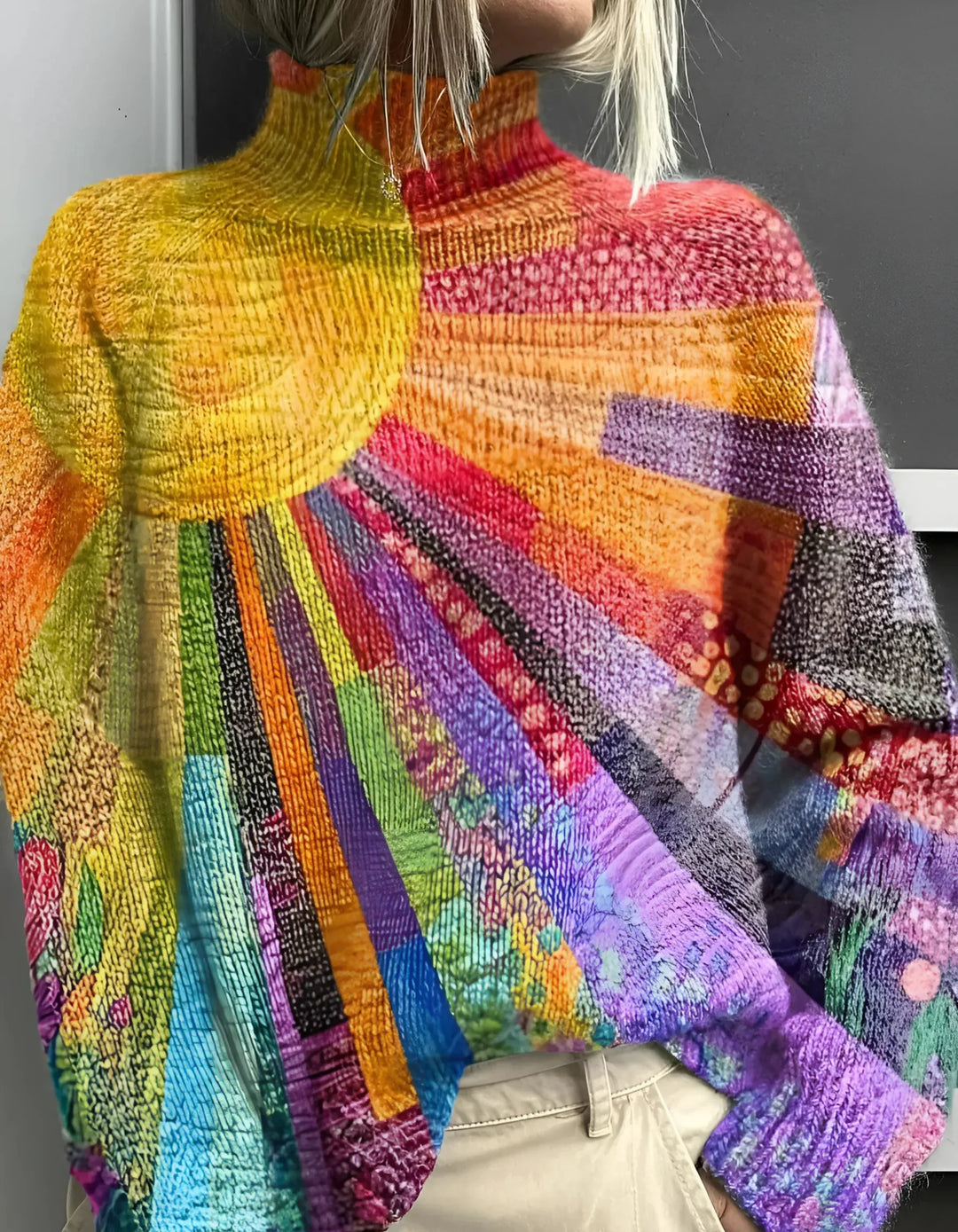Fana | Vibrant and Colourful Roll Neck Jumper