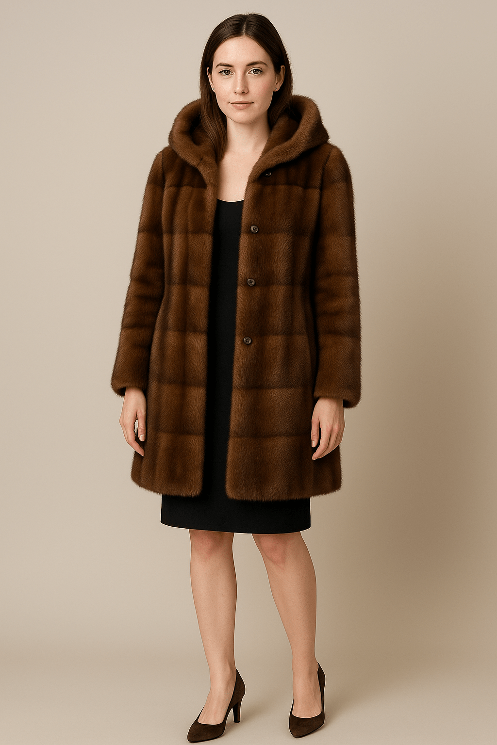 Morven | Faux Fur Hooded Trench Coat Relaxed Mid-Thigh Fit