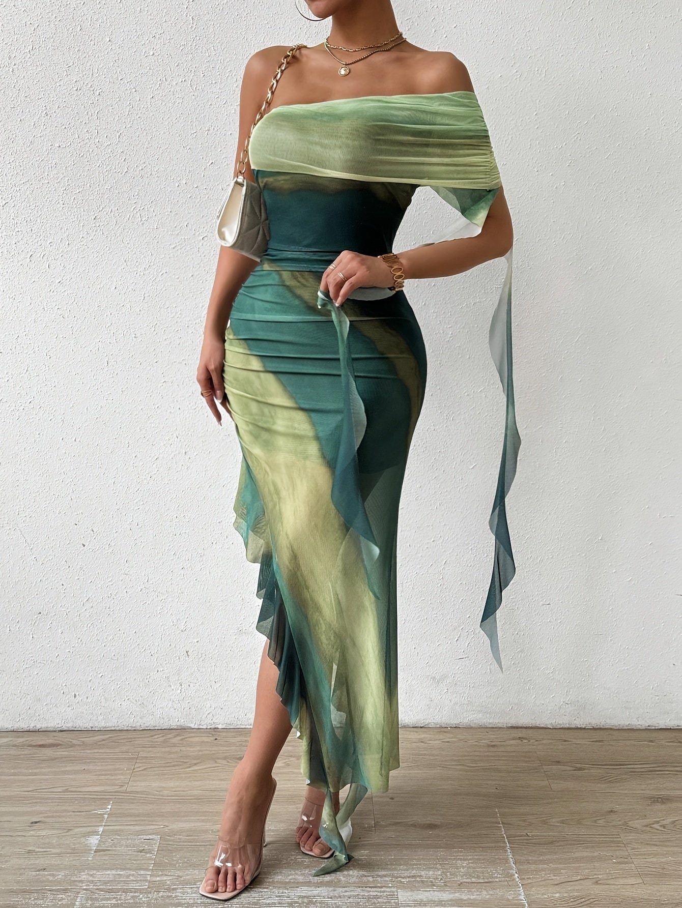 Sophia | Off-Shoulder Asymmetrical Hem Dress