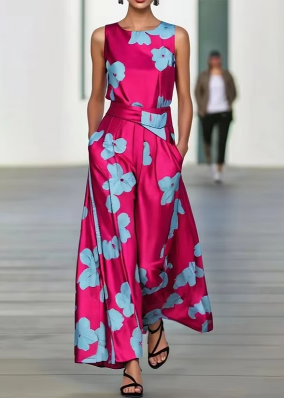Abigail - Elegant Floral Print Tunic Evening Dress