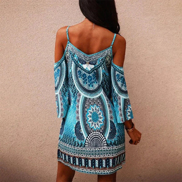 Aubrey - Stylish Strapless Off-The-Shoulder Printed Dress