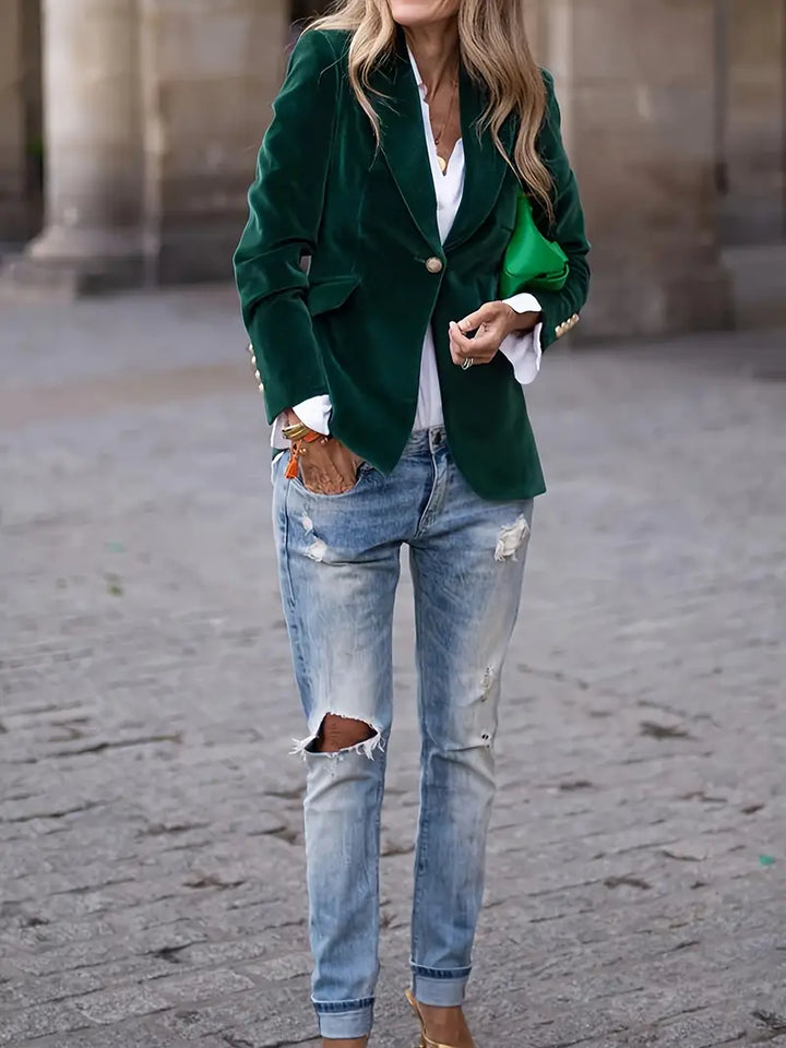 Violette I Tailored Blazer with Gold Buttons