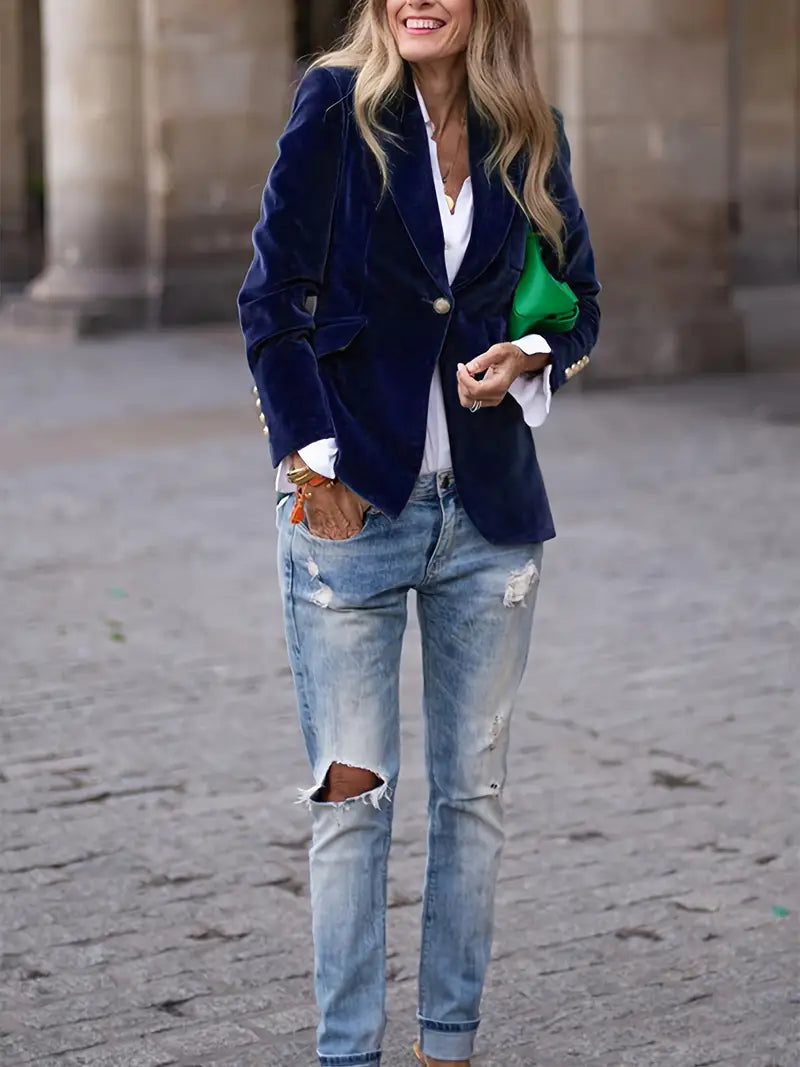Violette I Tailored Blazer with Gold Buttons