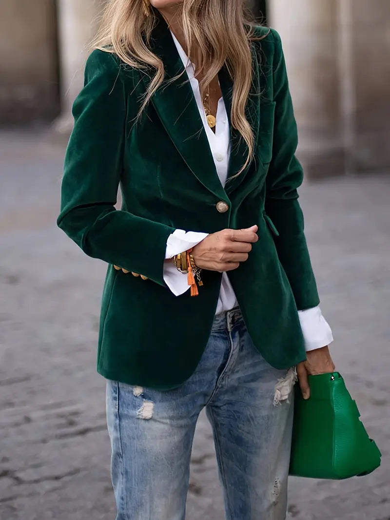 Violette I Tailored Blazer with Gold Buttons