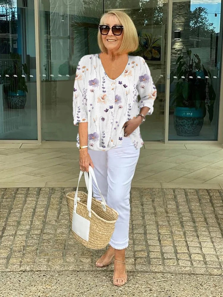 Elodie™ – Floral Blouse With Soft Drape