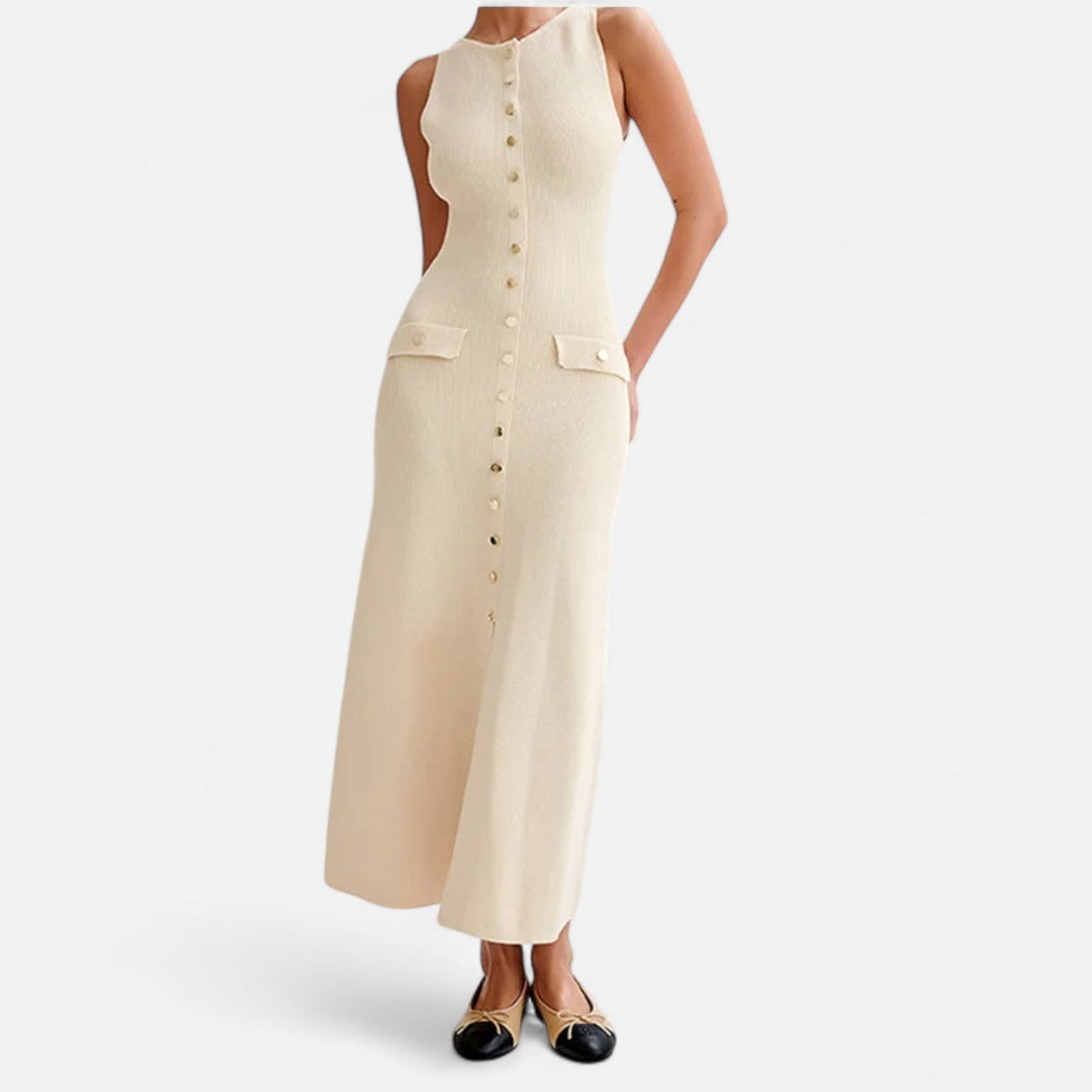 Maxim| Knitted Maxi Dress with Round Neck