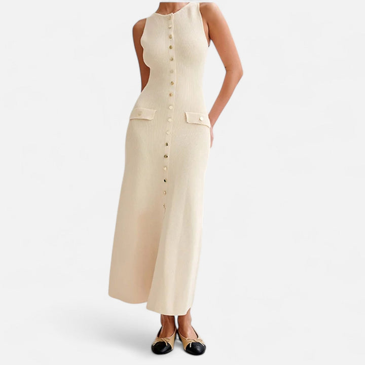 Maxim| Knitted Maxi Dress with Round Neck