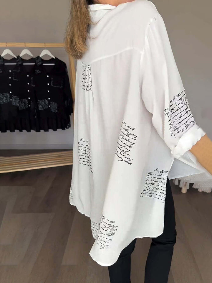 Olivia™ - Elegant Letter Print Shirt