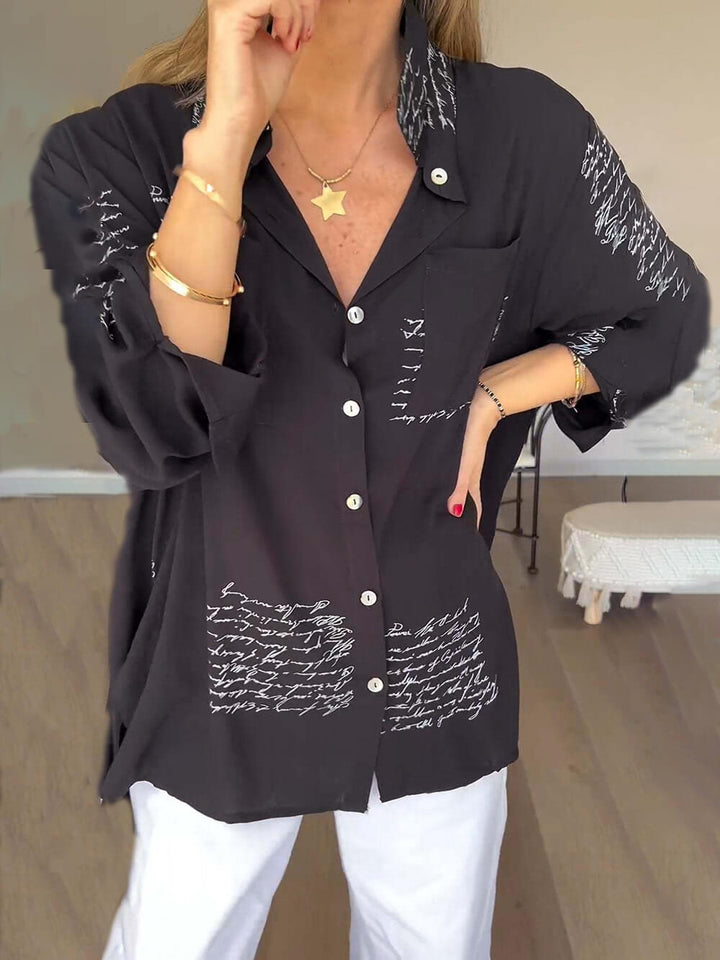 Olivia™ - Elegant Letter Print Shirt