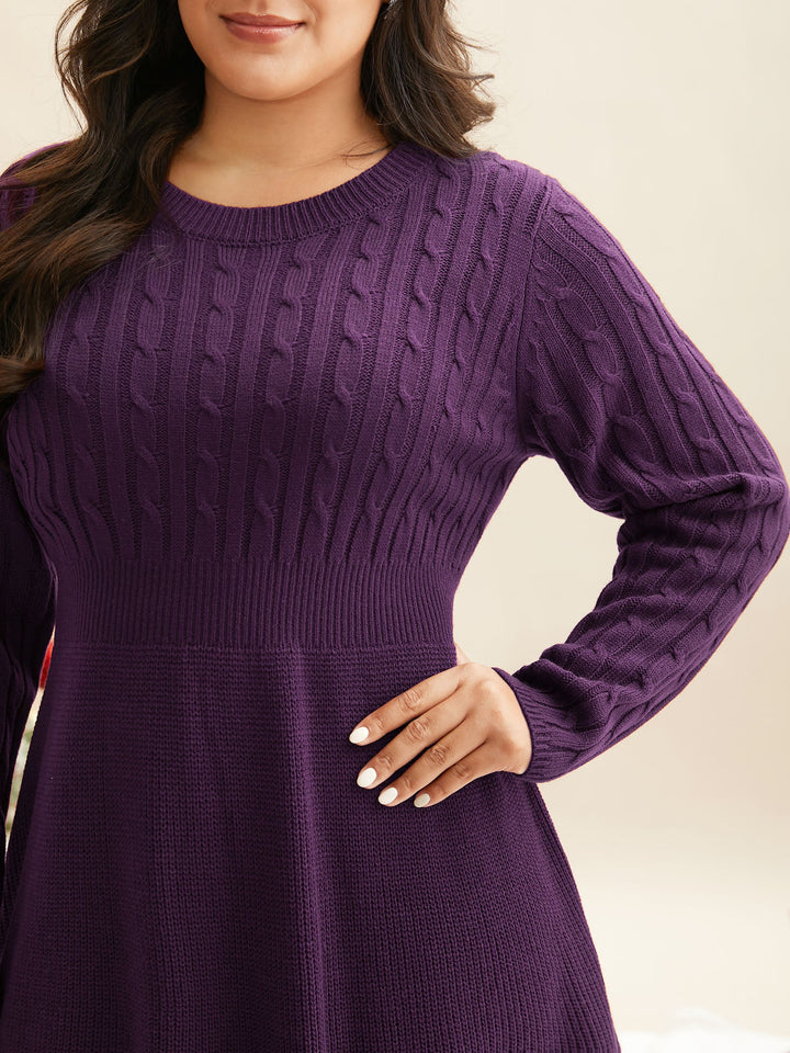 Miriam I Cable Knit Fit-and-Flare Midi Dress