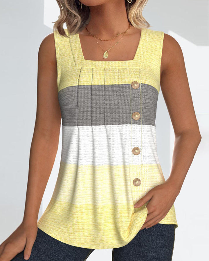Riley™ - Striped Tank Top with Buttons