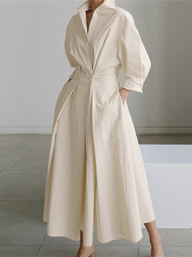 Megan - Elegant Button-Up Shirt Dress