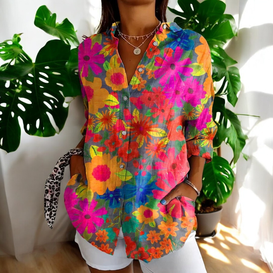 Carla™ | Vintage Floral Print Blouse