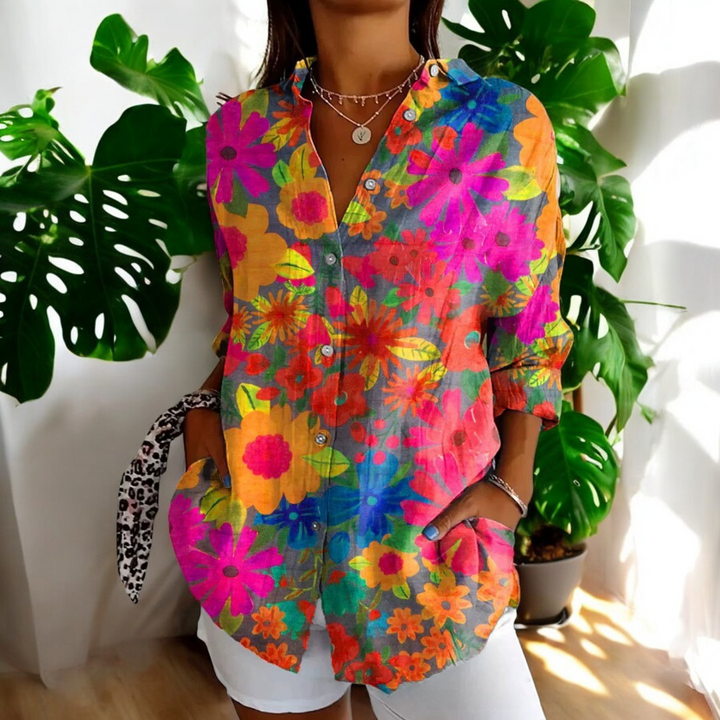 Carla™ | Vintage Floral Print Blouse