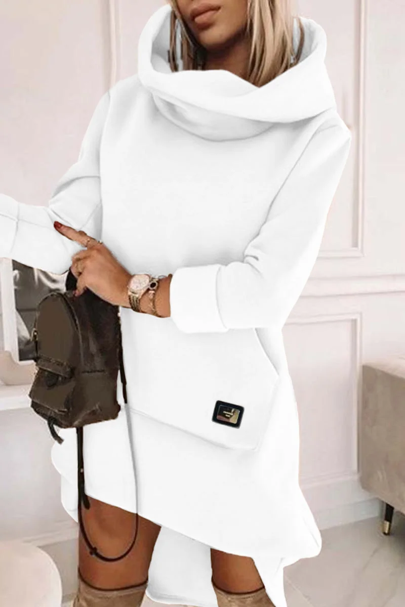 Stylish Dress with Patchwork and Cowl Neck
