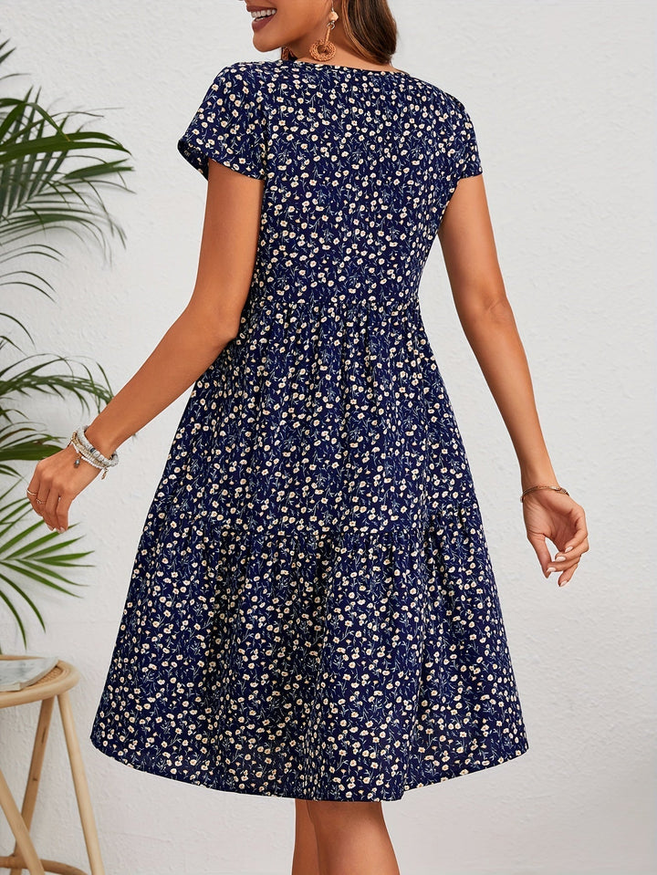 Lily™ - Floral Crew Neck Handmade Dress