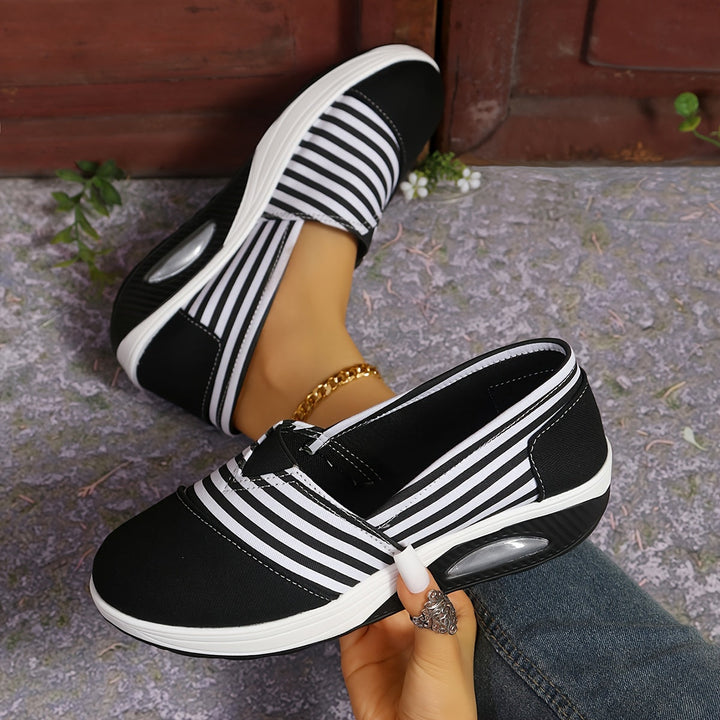 Millie I Comfortable Slip-On Orthopaedic Striped Trainers