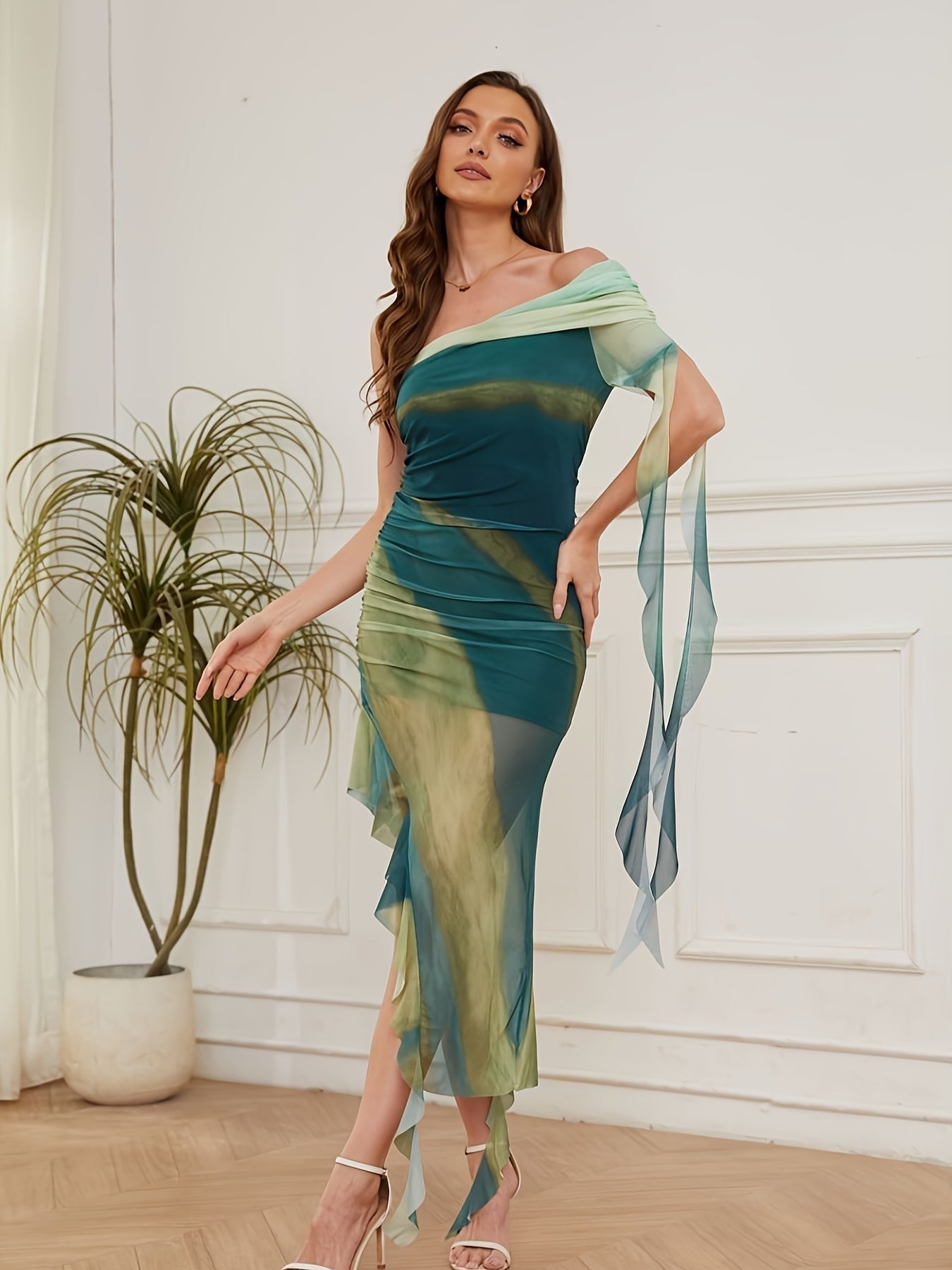Aurelia | Off-Shoulder Ruffle Mesh Dress