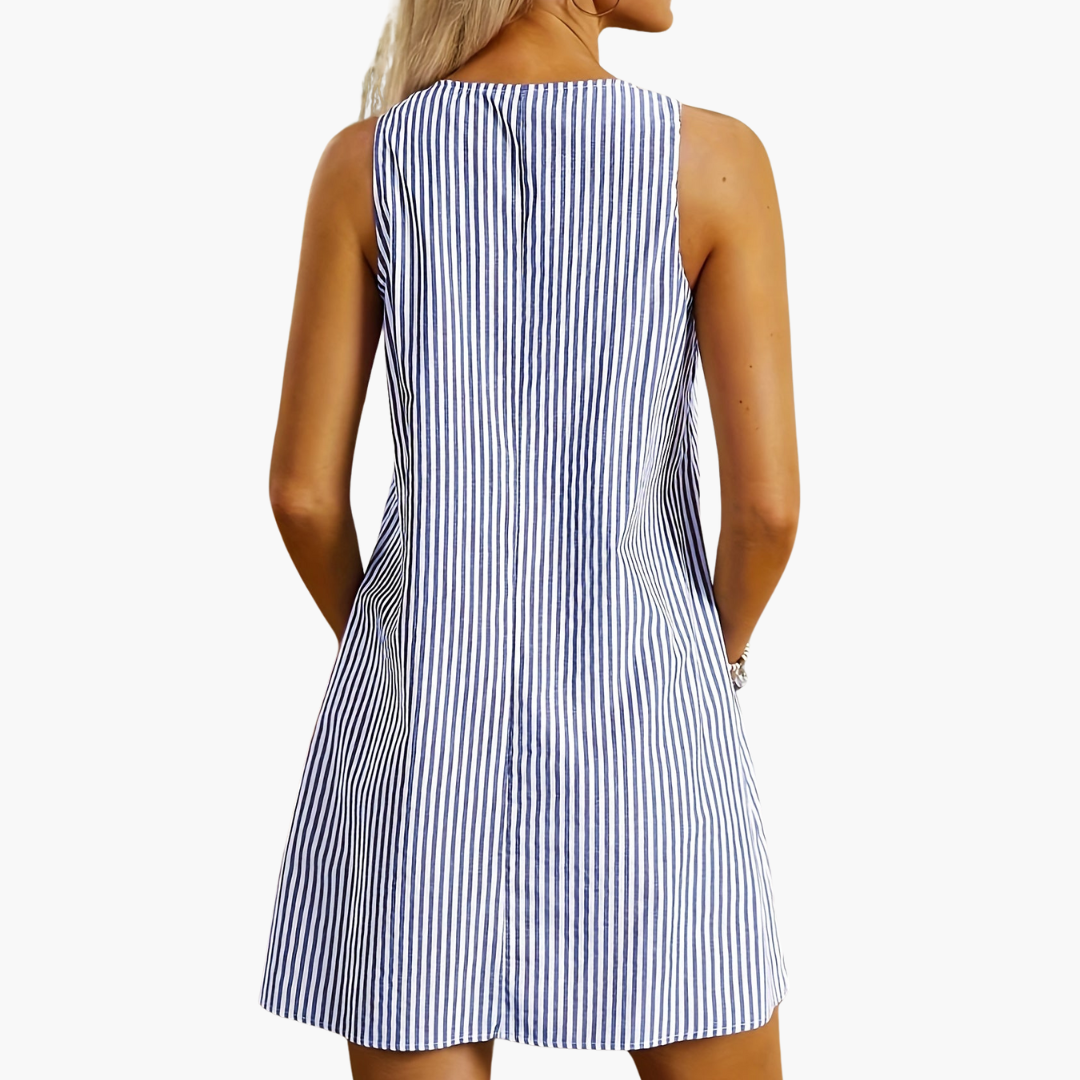 Natalie | Sleeveless Striped Pocket Dress