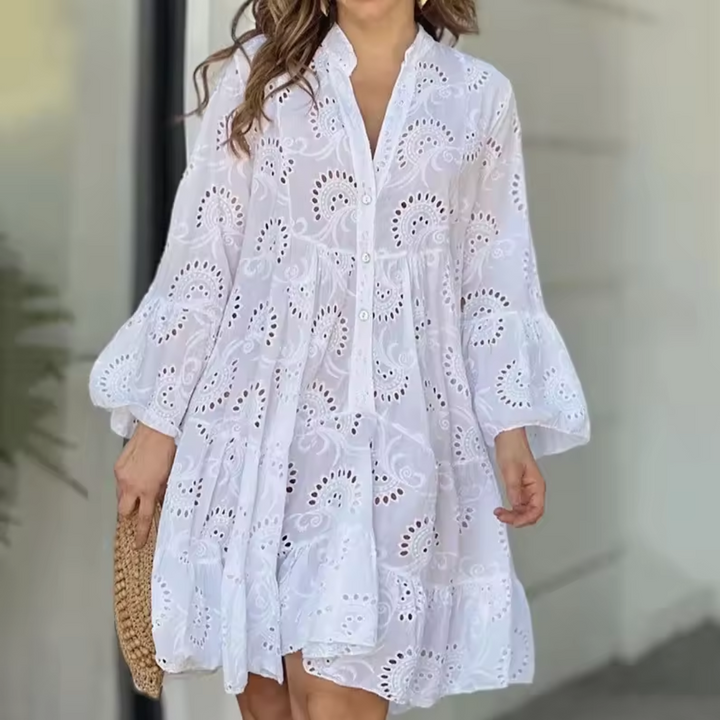 Cindy | Embroidered Tiered Mini Dress