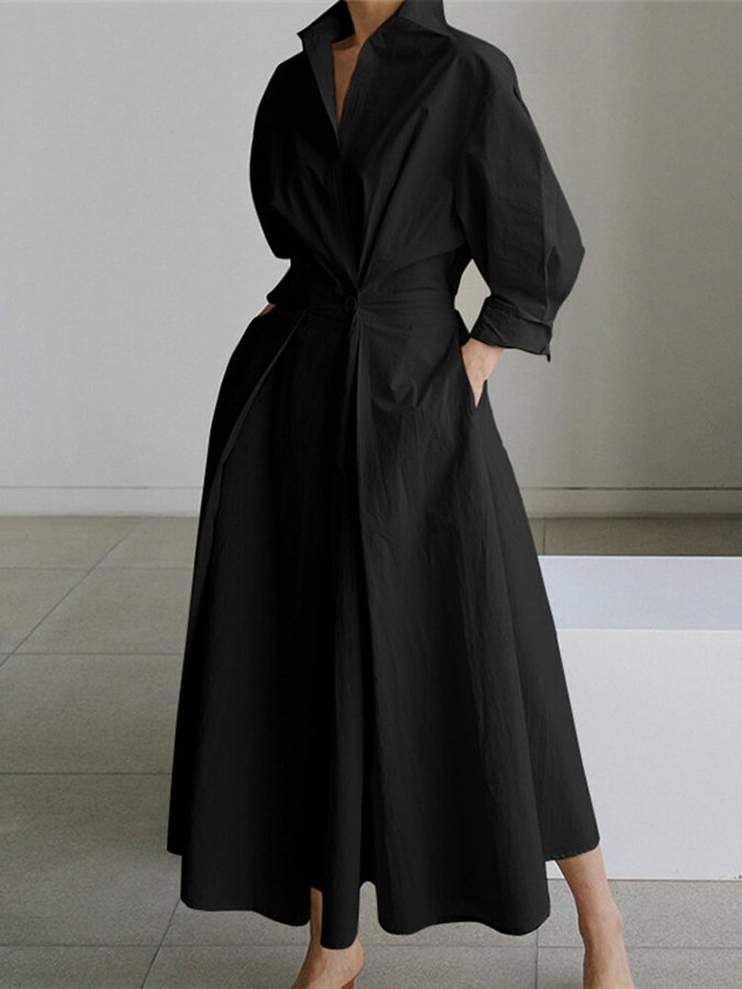 Megan - Elegant Button-Up Shirt Dress