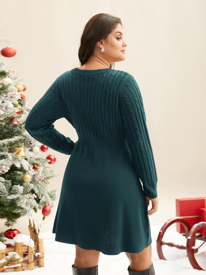 Miriam I Cable Knit Fit-and-Flare Midi Dress