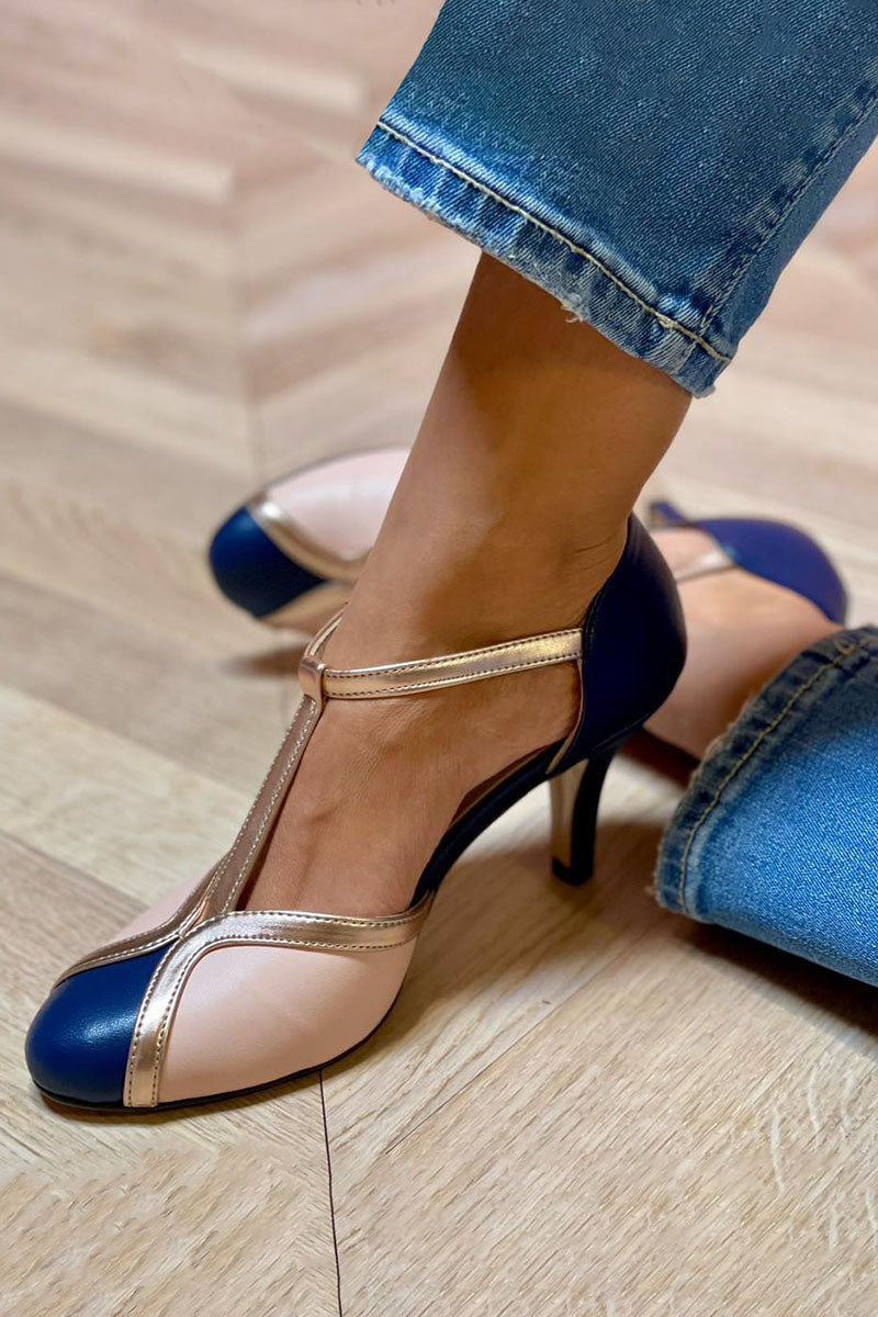 Alessia™ | Colourful and Comfortable T-Strap Heels with Round Toe