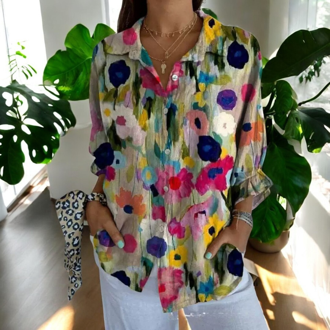 Carla™ | Vintage Floral Print Blouse