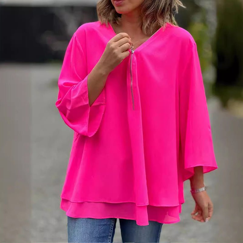 Lorelai™ | Women’s Chiffon Zipper Blouse