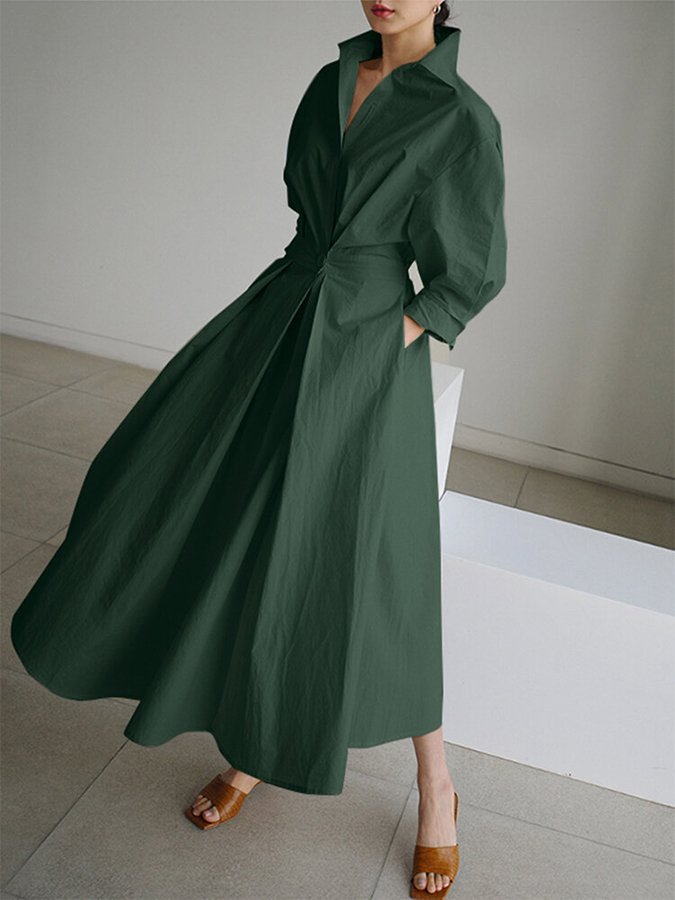 Megan - Elegant Button-Up Shirt Dress