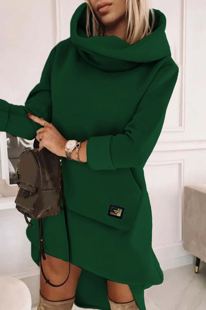 Stylish Dress with Patchwork and Cowl Neck