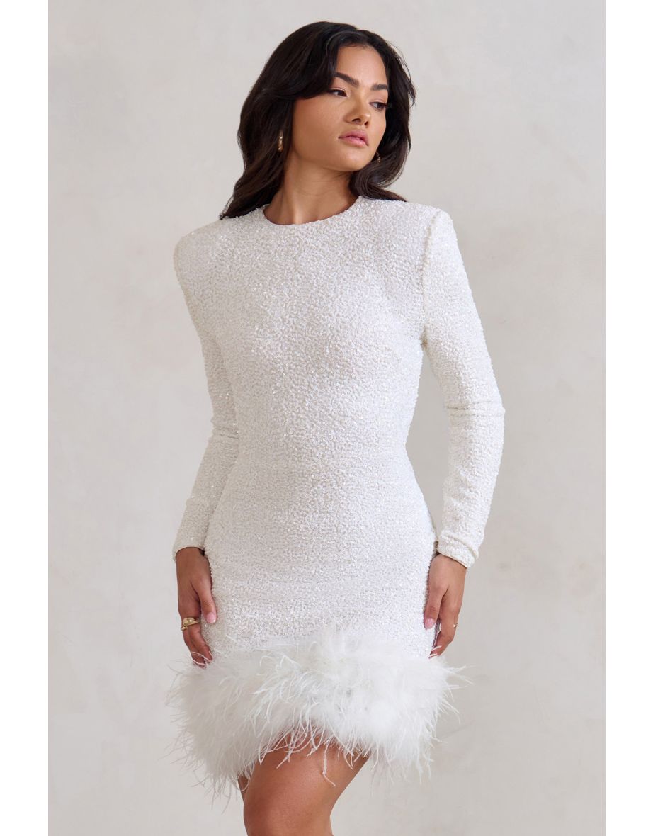 Amelia - Modern Sequins Feather Mini Dress