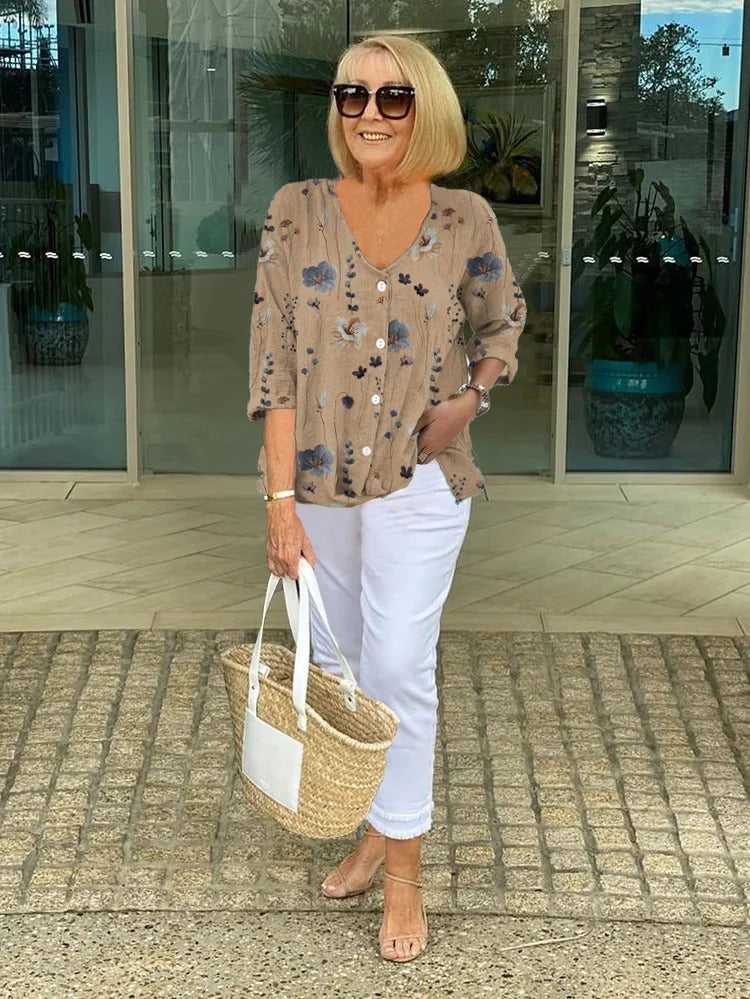 Elodie™ – Floral Blouse With Soft Drape