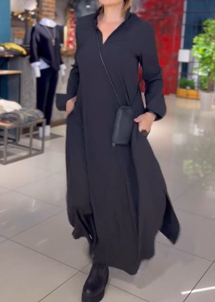 Zoe™ - Loose Long Dress With Side Slit Lapel