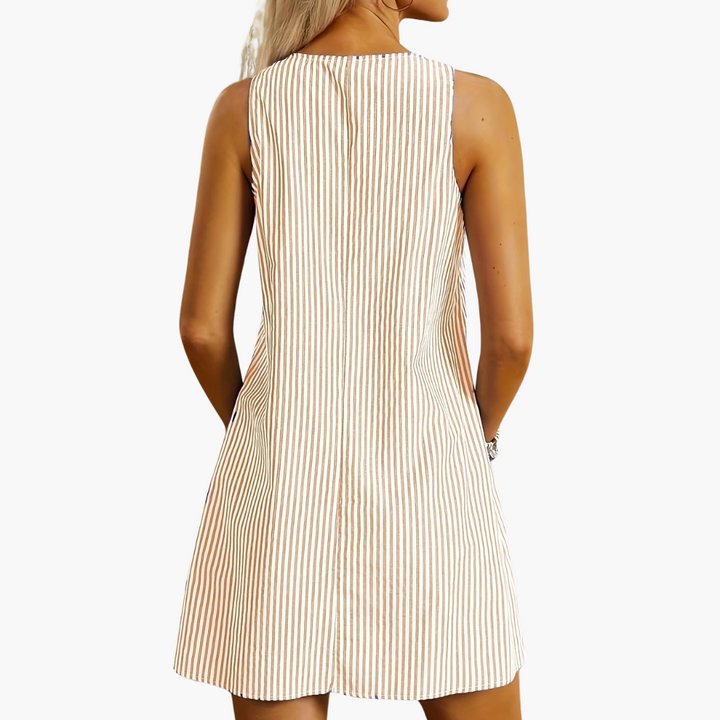 Natalie | Sleeveless Striped Pocket Dress