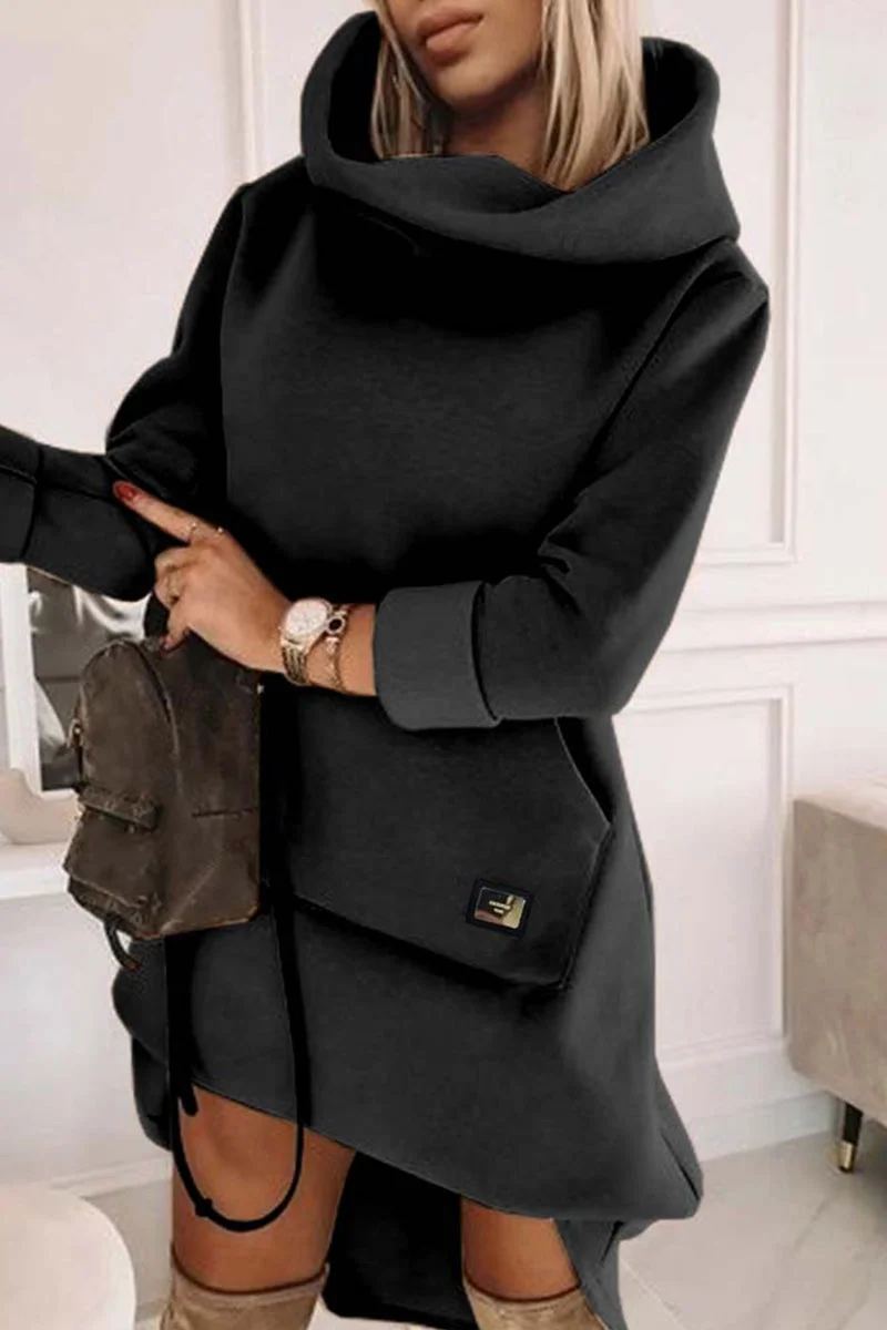 Stylish Dress with Patchwork and Cowl Neck