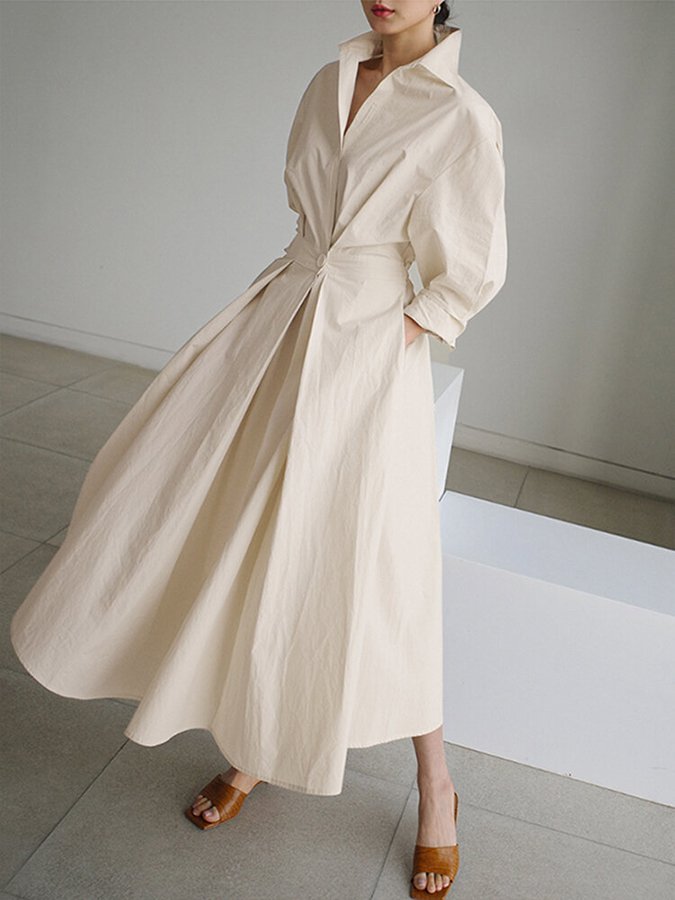 Megan - Elegant Button-Up Shirt Dress