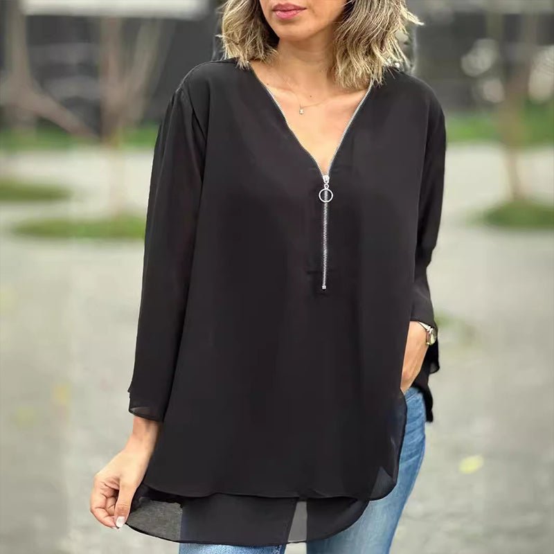 Lorelai™ | Women’s Chiffon Zipper Blouse
