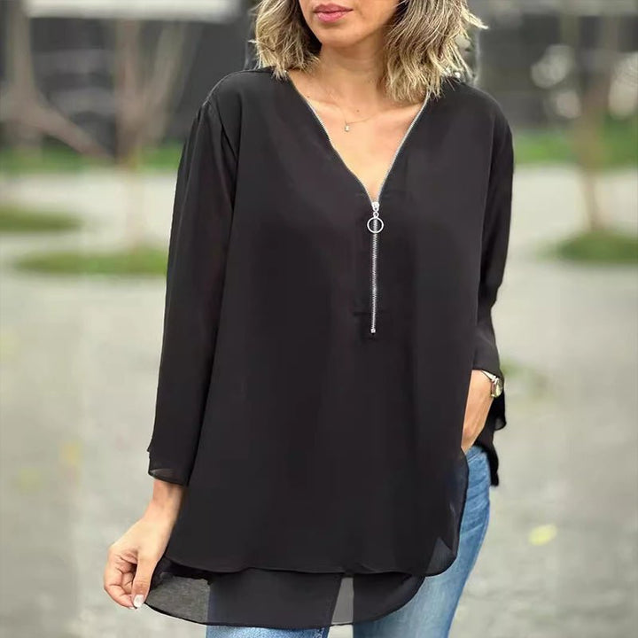 Lorelai™ | Women’s Chiffon Zipper Blouse