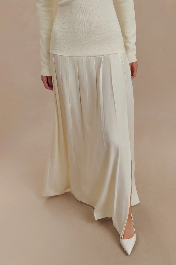 Aria - Retro Bardot-neck Maxi Dress