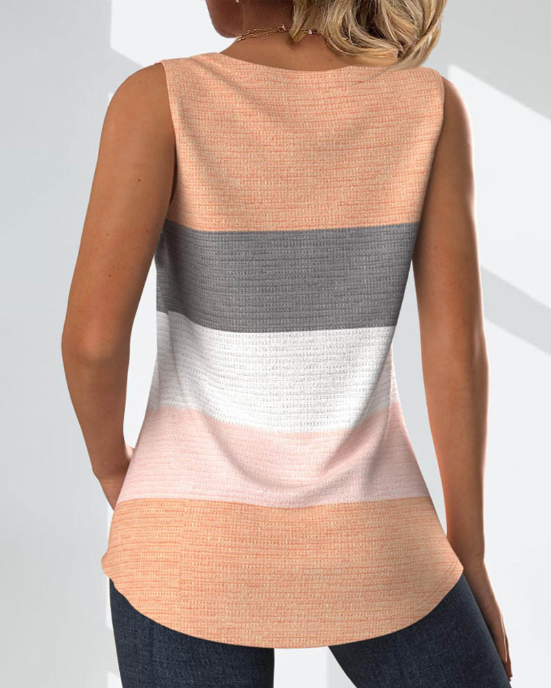 Riley™ - Striped Tank Top with Buttons