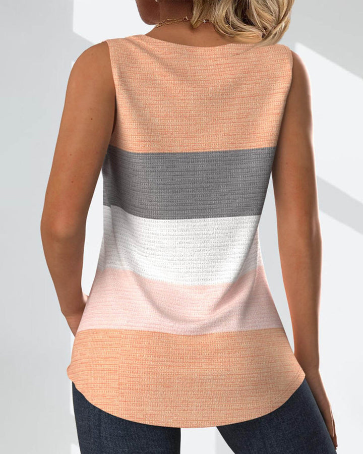 Riley™ - Striped Tank Top with Buttons