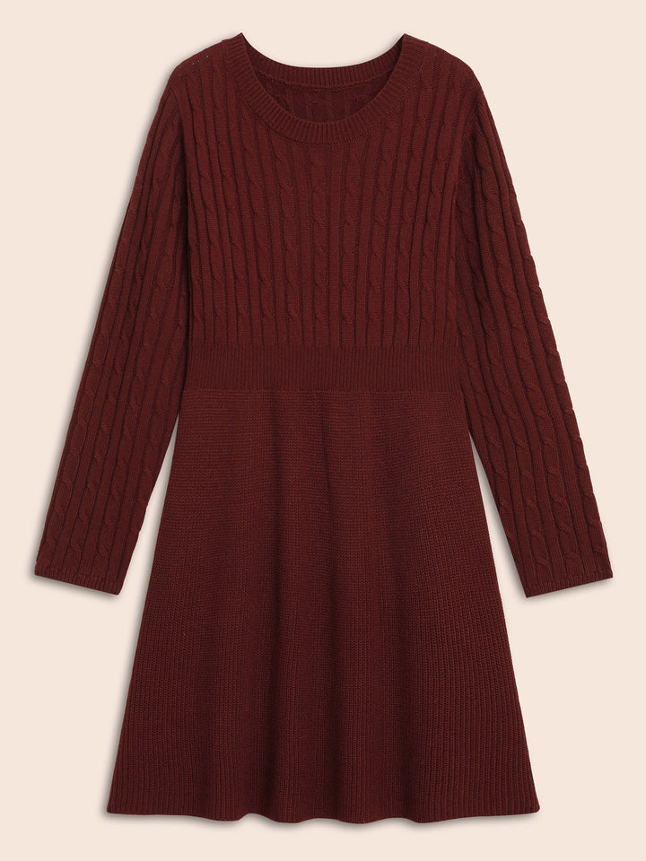 Miriam I Cable Knit Fit-and-Flare Midi Dress