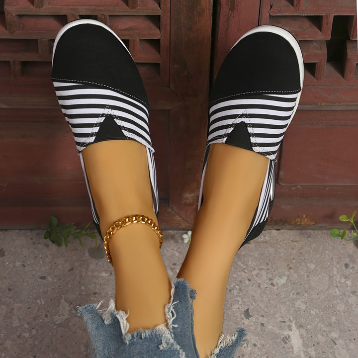 Millie I Comfortable Slip-On Orthopaedic Striped Trainers